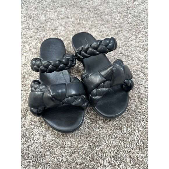 Fitflop Braid Slide Open Toe Sandal Shoes Faux Leather Black Women’s 8 Comfort - Picture 7 of 8